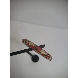 Vintage Cloisonne' Red White Green Bangle Bracelet Jewelry Costume